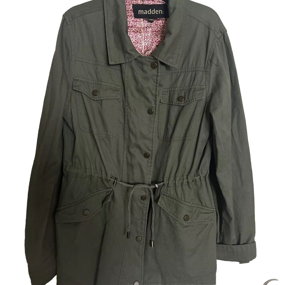 Madden NYC Jacket Women’s Medium Green Minimalist Casual Zip Snap Medium
